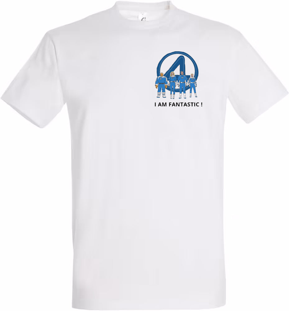T-Shirt coton blanc unisexe B & S Socks - Marvel 4 Fantastiques "I am Fantastic !"