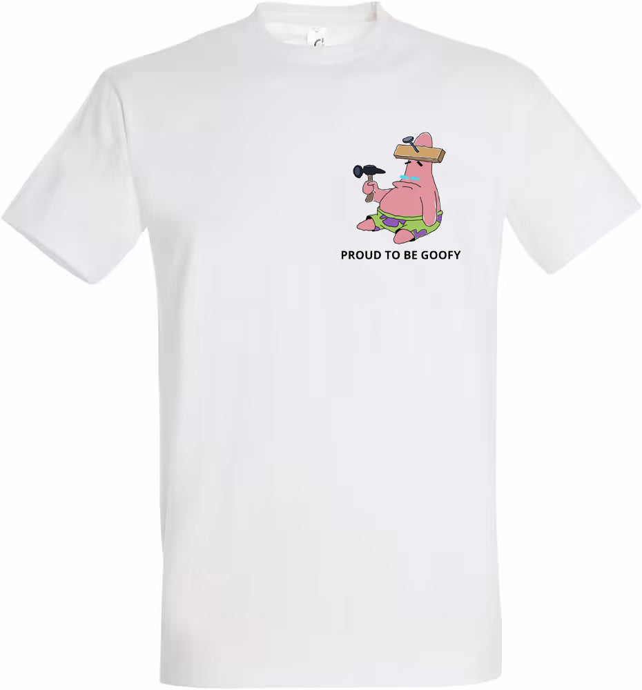 T-Shirt coton blanc unisexe B & S Socks - Patrick Bob l'éponge "Proud to be goofy"
