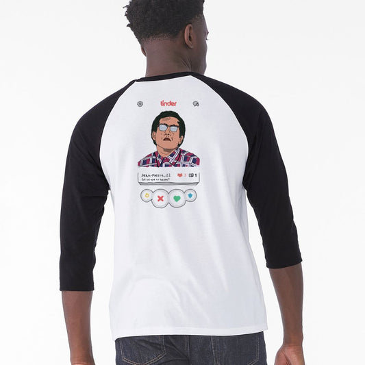 T-shirt baseball manches 3/4 noires - Jean-Pierre