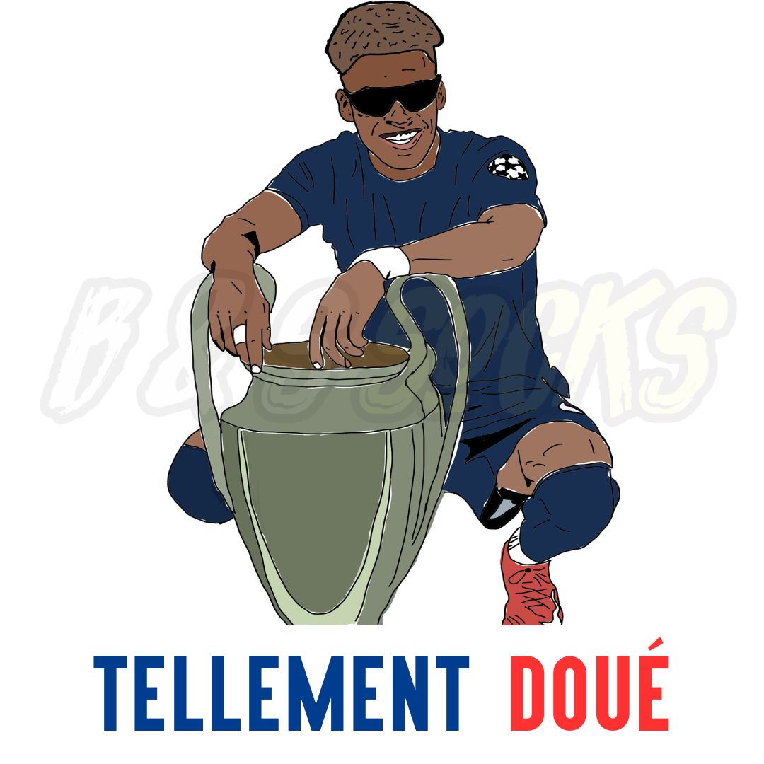 T-Shirt coton blanc unisexe B & S Socks - PSG Désiré Doué "Tellement Doué"