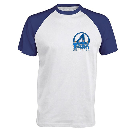 T-Shirt baseball manches courtes bleu B & S Socks - 4 Fantastiques